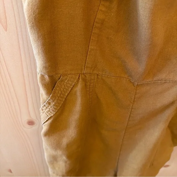 Old Navy M Mustard Jumper Wide Strap Deep Pockets Boho Utility Back Smocking - Picture 6 of 16